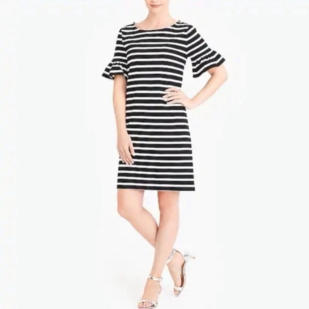 JCrew Black and White Striped Dress